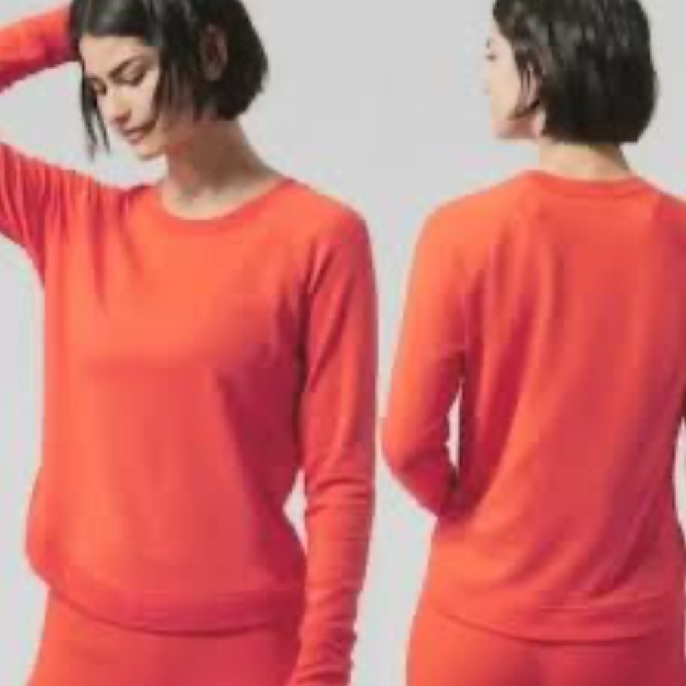 ATHLETA Women's Mind Set Orange Flame Lightweight Athleisure Sweatshirt